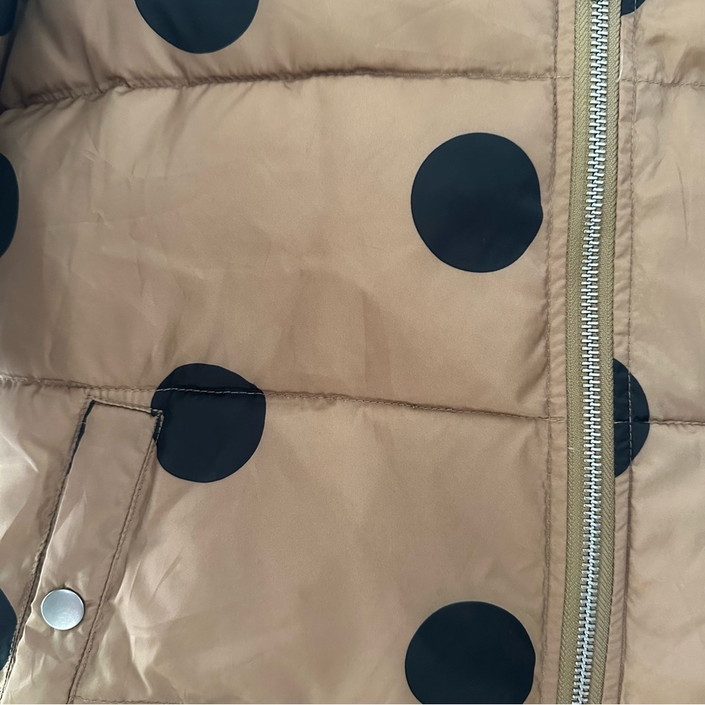 Who What Wear Brown Polka Dot Puffer Jacket - Picture 4 of 4